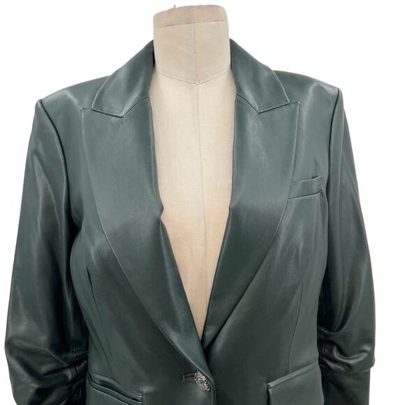 Veronica Beard Hollis Faux Leather Dickey Jacket Blazer Green Size 4 *Flawed - Picture 3 of 16